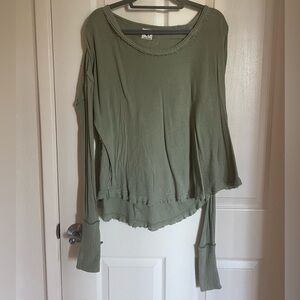 Free People Sage Green Thermal Long sleeve